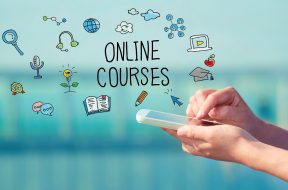 Online Courses concept with smartphone