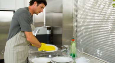 Man washing dishes