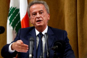 FILE PHOTO: Lebanon’s Central Bank Governor Riad Salameh speaks during a news conference at Central Bank in Beirut