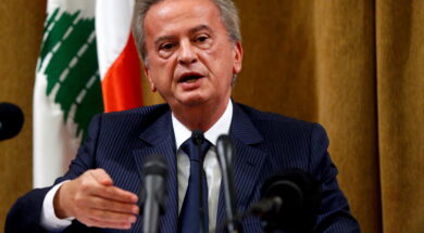 FILE PHOTO: Lebanon’s Central Bank Governor Riad Salameh speaks during a news conference at Central Bank in Beirut