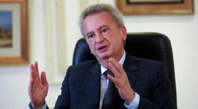 FILE PHOTO: Lebanon’s Central Bank Governor Riad Salameh speaks during an interview in Beirut