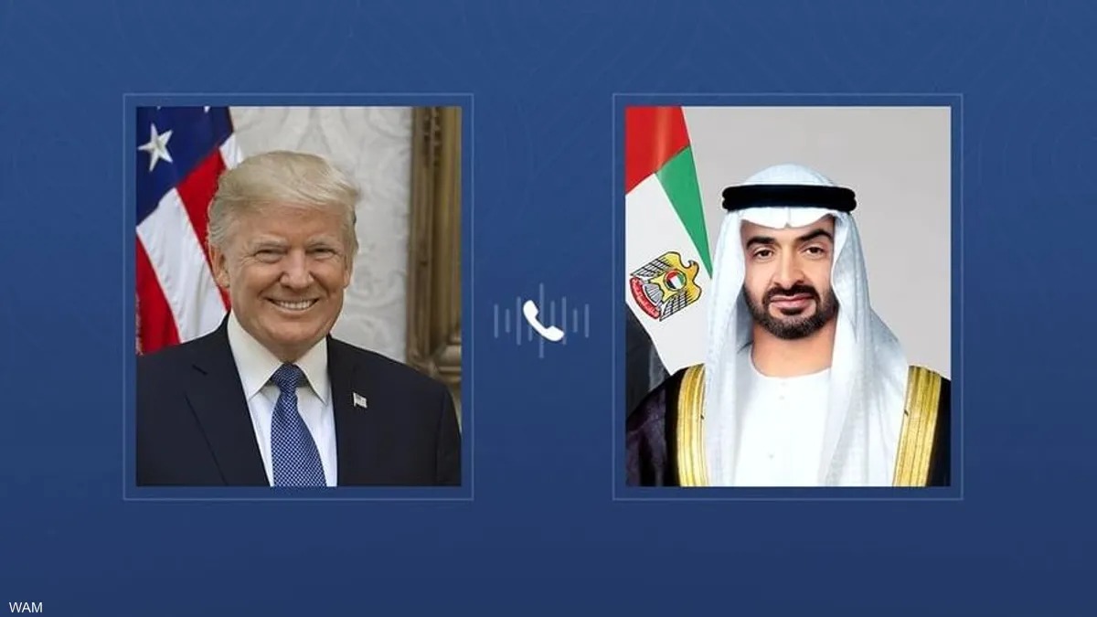 الشيخ محمد بن زايد يتلقى اتصالا هاتفيا من ترامب