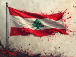 thumb2-lebanon-flag-on-the-flagpole-4k-paint-splashes-lebanon-grunge-flag-grunge-background