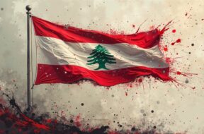thumb2-lebanon-flag-on-the-flagpole-4k-paint-splashes-lebanon-grunge-flag-grunge-background